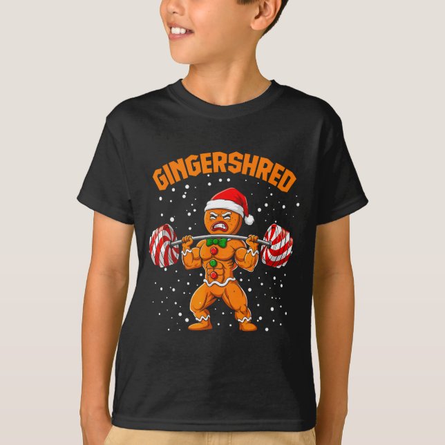 Gingershred Funny Gingerbread Man Gym Bodybuilding T-Shirt (Front)
