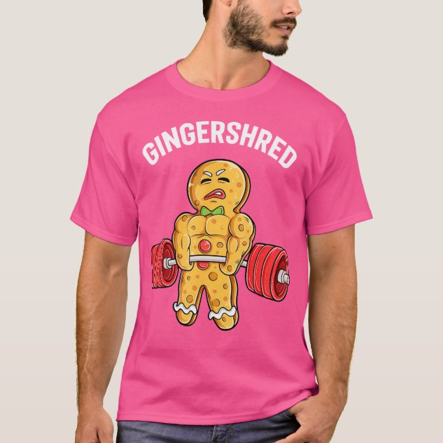 Gingershred Funny Gingerbread Man Gym Bodybuilding T-Shirt (Front)