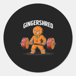 Gingershred Gingerbread Christmas Workout Gym Ging Classic Round Sticker