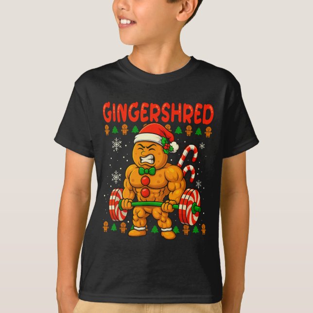 Gingershred Gingerbread Christmas Workout Gym Ging T-Shirt (Front)