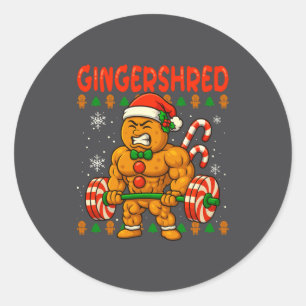 Gingershred Gingerbread Lifting Funny Christmas Gy Classic Round Sticker