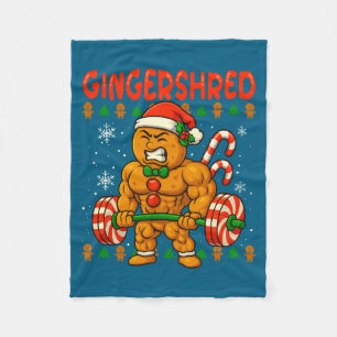 Gingershred Gingerbread Lifting Funny Christmas Gy Fleece Blanket