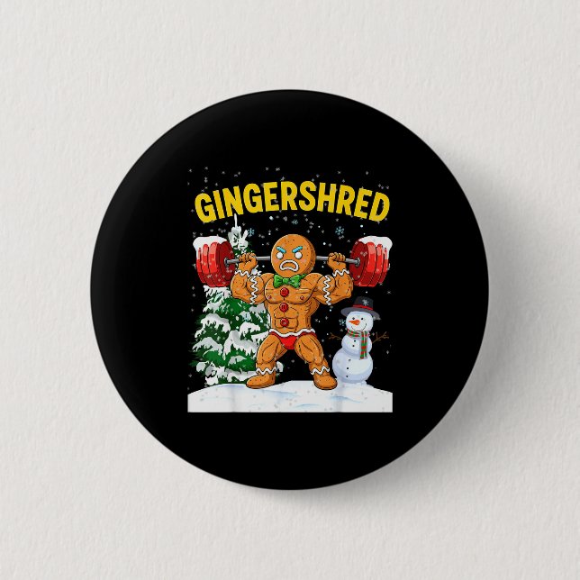 Gingershred Gingerbread Man Bodybuilding Christmas 6 Cm Round Badge (Front)