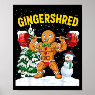 Gingershred Gingerbread Man Bodybuilding Christmas Poster