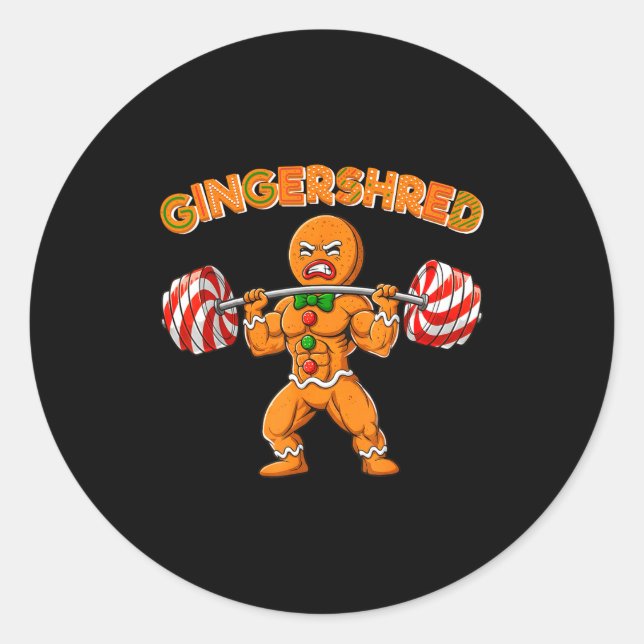 Gingershred Gingerbread Workout Pjs Christmas Xmas Classic Round Sticker (Front)