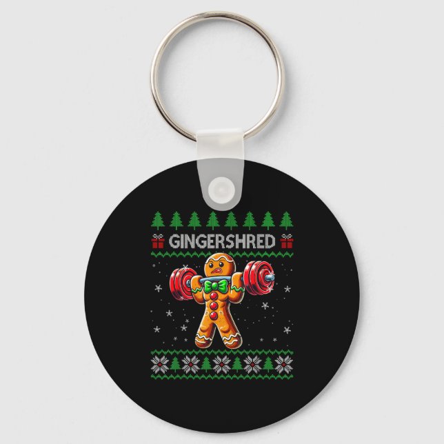 Gingershred Gym Christmas Ugly Sweater Gingerbread Key Ring (Front)