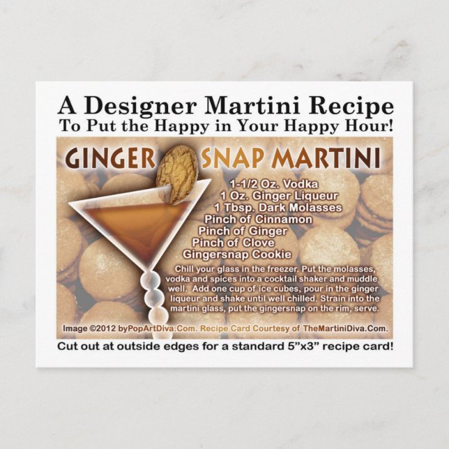 Gingersnap Martini Recipe Postcard (Front)