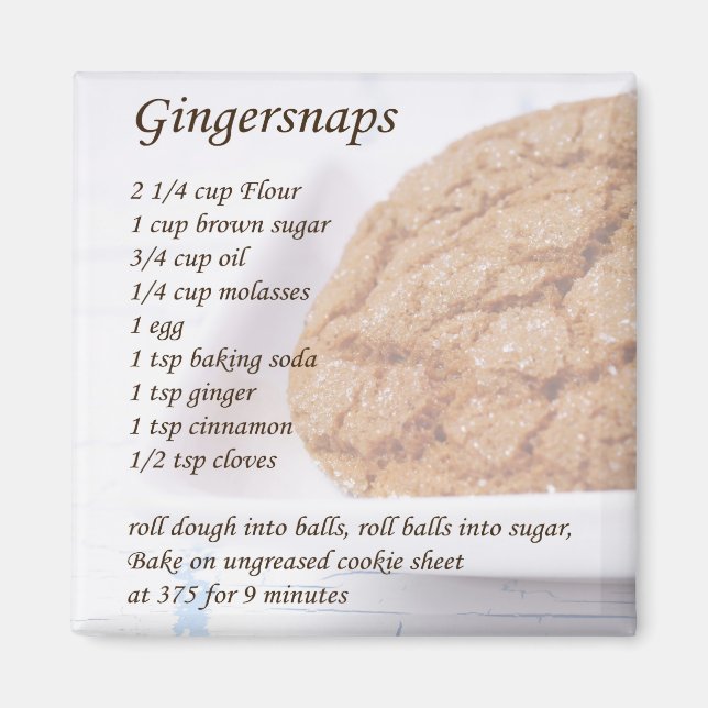 Gingersnaps Recipe Magnet (Front)
