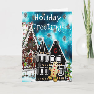 GingerVille Christmas Folk Art Greetings or GIFT Holiday Card