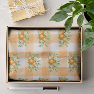 Gingham A Little Cutie Orange Baby Shower Tissue Paper