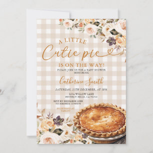 Gingham A little Cutie Pie Baby Shower Pumpkin  Invitation