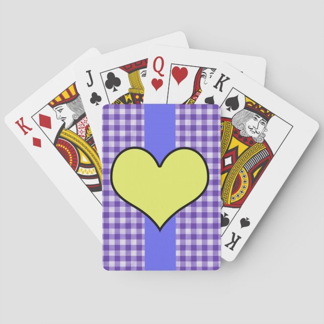 Gingham and Hearts Design Playing Cards (Back)