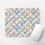 Gingham and Print Cathedral Window Quilt Design Mouse Pad<br><div class="desc">A seamless background featuring pastel gingham patterns and floral prints in a cathedral window quilt design</div>