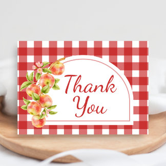 Gingham Apple of Our Eye Baby Shower Thank You Card