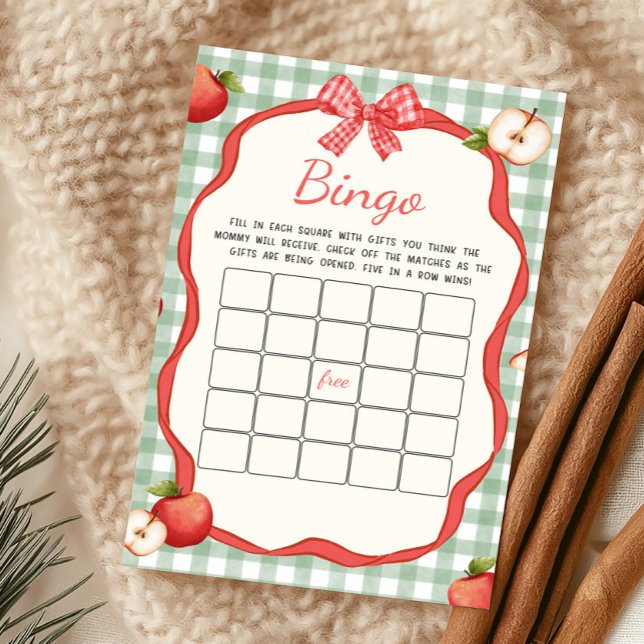 Gingham Apple of Our Eye Bingo Game (Apple of Our Eye Baby Shower Bingo Game)