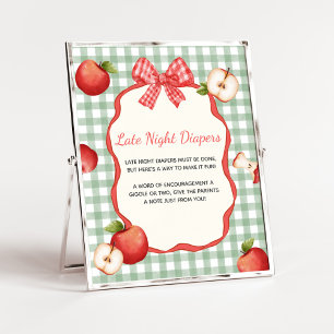 Gingham Apple of our Eye Late Night Diapers Sign