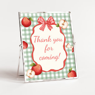 Gingham Apple of our Eye Thank you for Coming Sign