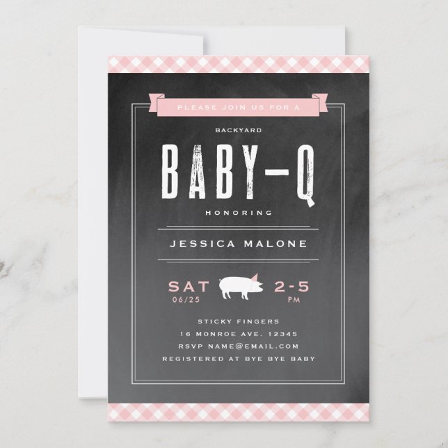 Gingham Baby BBQ Baby Shower Invitation (Front)