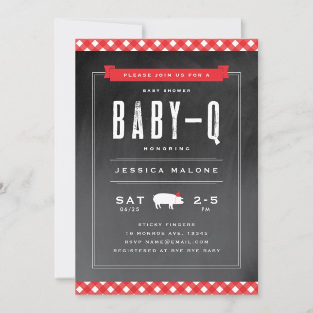 Gingham Baby BBQ Baby Shower Invitation (Front)