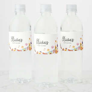 Gingham Baby BBQ Baby Shower Water Bottle Label