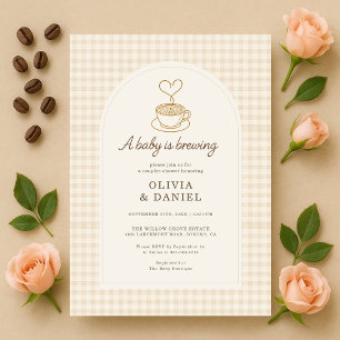 Gingham Baby is Brewing Coffee Couples Shower Invitation