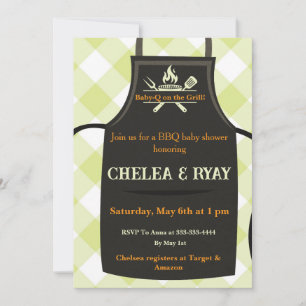 Gingham Baby Shower Is on the Grill baby shower  Invitation