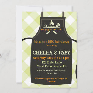 Gingham Baby Shower Is on the Grill baby shower  Invitation