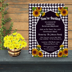 Gingham BBQ Invite Farmhouse Backyard Party 