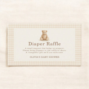 Gingham Bearly Wait Teddy Bear Diaper Raffle  Enclosure Card