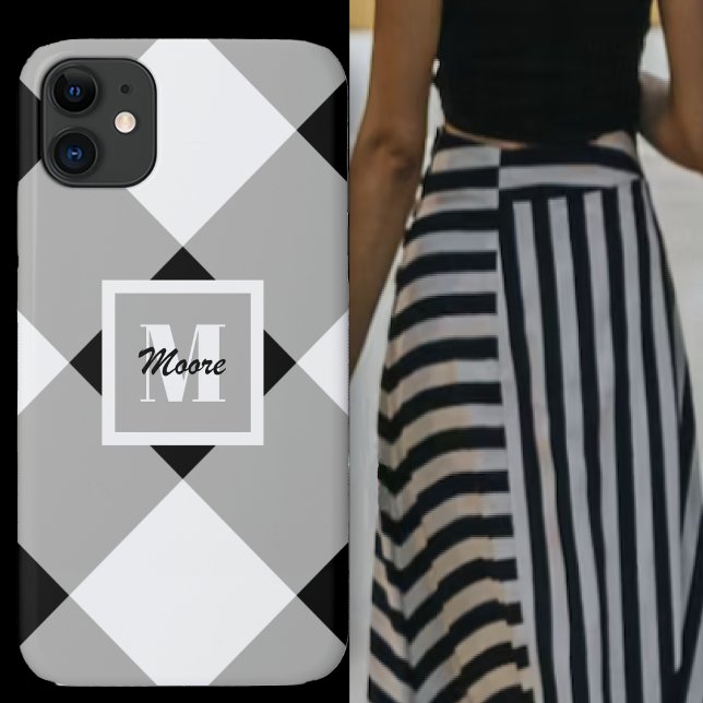 Gingham - Black and Grey Phone Case (Gingham - Black and Gray Phone Case by Leapfroglisics Shop)