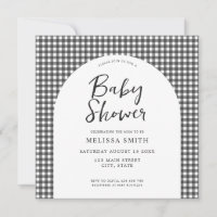 Gingham Black White Chequered Plaid Baby Shower