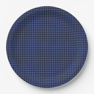 Gingham Blue Black Classic Timeless Preppy Chic Paper Plate