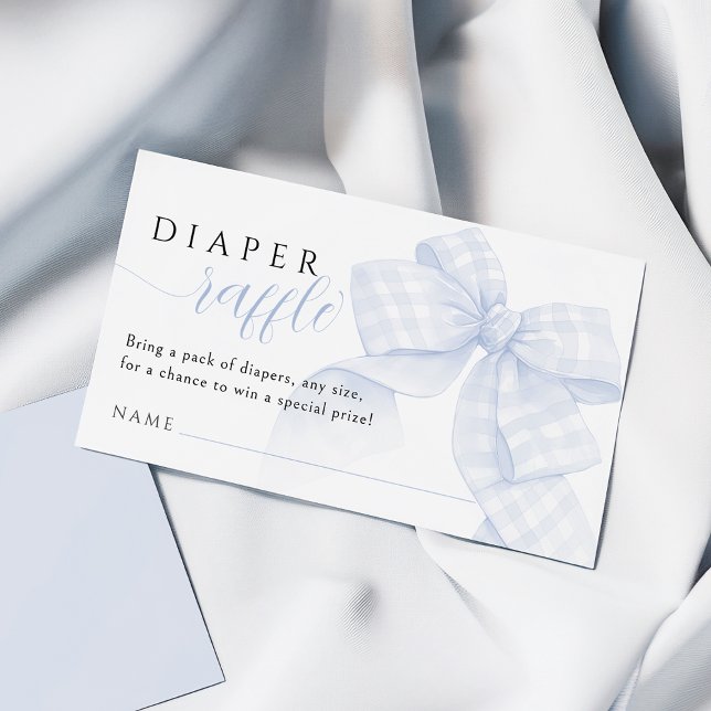 Gingham Blue Bow Diaper Raffle Card (Creator Uploaded)