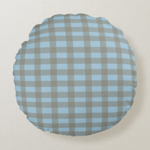Gingham Blue Round Cushion