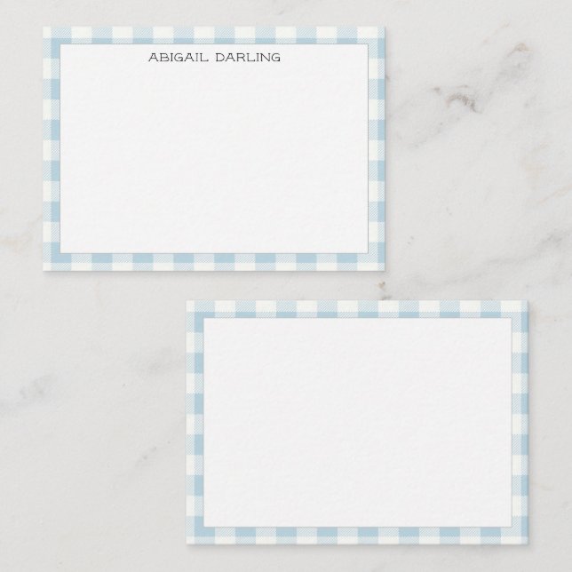 Gingham Blue Simple Modern Thin Border Card (Front/Back)