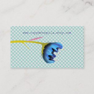Gingham Blue Wedding Tulip Business Card
