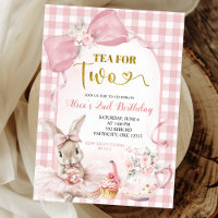 Gingham Blush Pink Floral Bow Bunny Tea Party