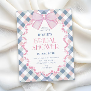 Gingham bow birthday invitation