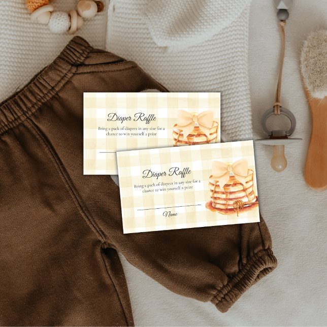 Gingham Bow Pancake Diaper Raffle Baby Shower  Enclosure Card (Gingham Bow Pancake Diaper Raffle Baby Shower Enclosure Card)