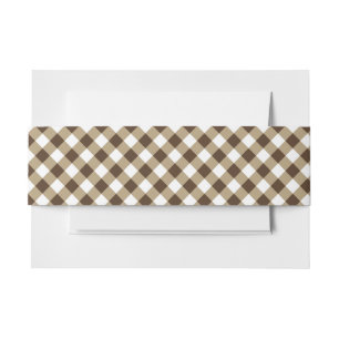 Gingham Brown White  Invitation Belly Band