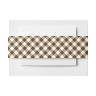 Gingham Brown White Invitation Belly Band