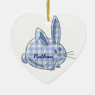 gingham bunny ceramic tree decoration