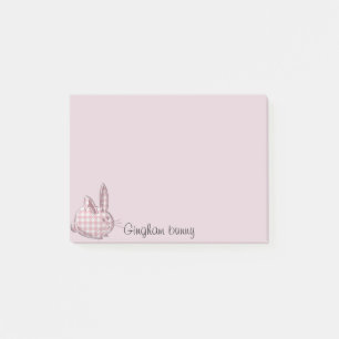 gingham bunny - pink post-it notes