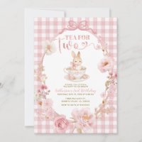 Gingham Bunny Tea Party Birthday Pink Bow