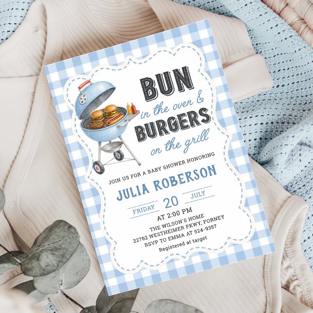 Gingham Burger BBQ Baby Shower Invitation (Creator Uploaded)