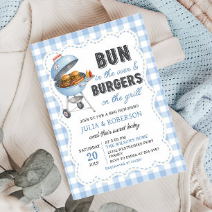 Gingham Burger BBQ Baby Shower Invitation