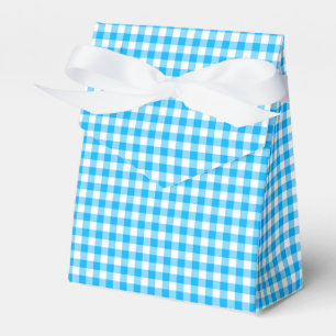 Gingham-Caribbean Blue-Favour Box, Tent Favour Box