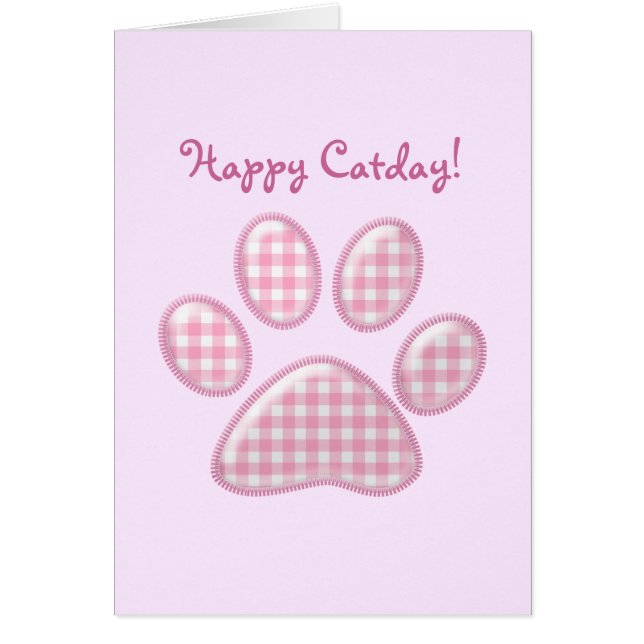 gingham cat paw - pink (Front)