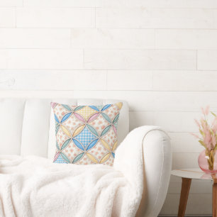 Gingham Cathedral Window Quilt Design Cushion