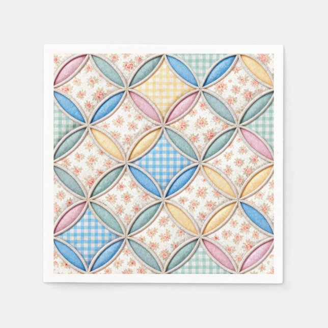 Gingham Cathedral Window Quilt Design Napkin (Front)